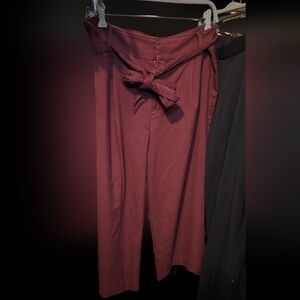 Ann Taylor Chic Burgundy Wide Leg Trousers 12